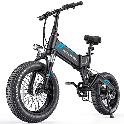 Wooken Electric Bike, 20'' Fat Tire Electric Bike for Adults